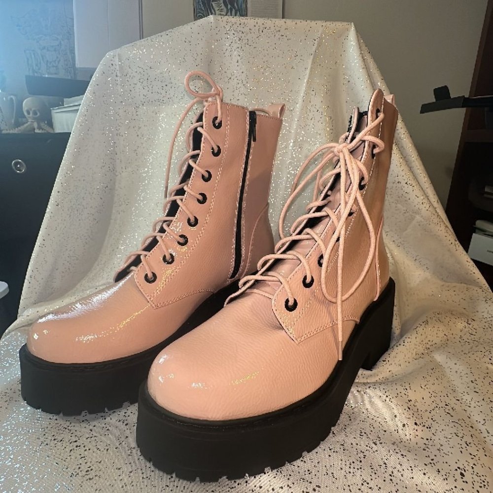 Pink Combat Boots- Size 10